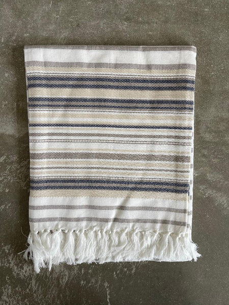 Hammam Towel (White with biege stripes)